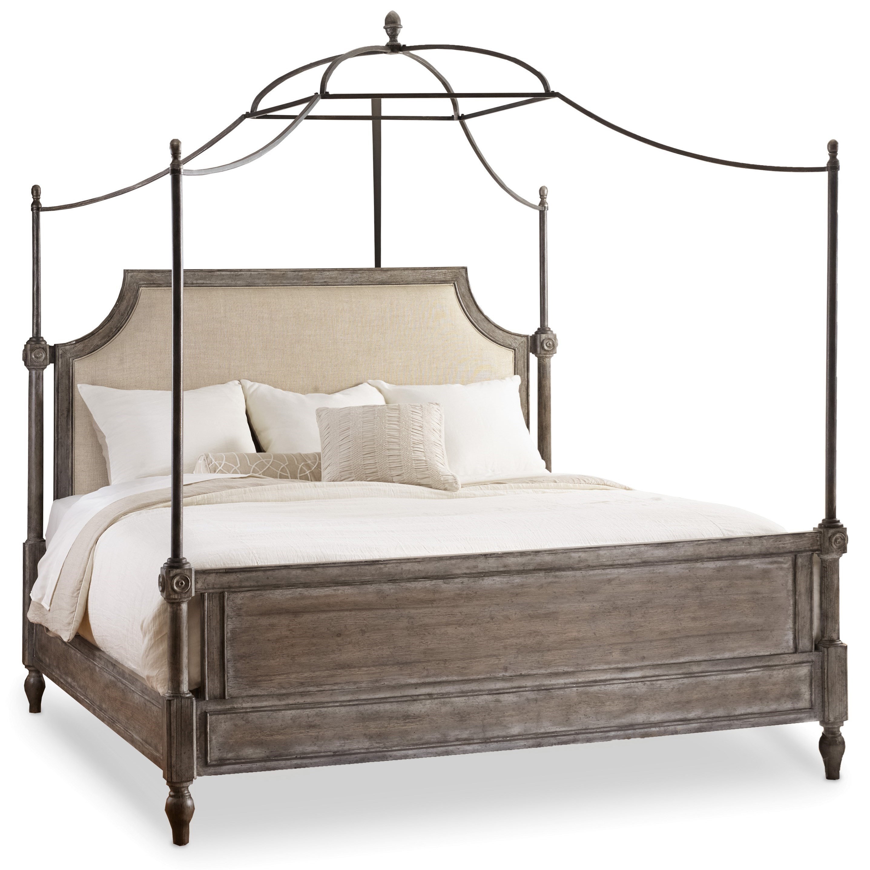 Hooker Furniture True Vintage King Fabric Upholstered Poster Bed